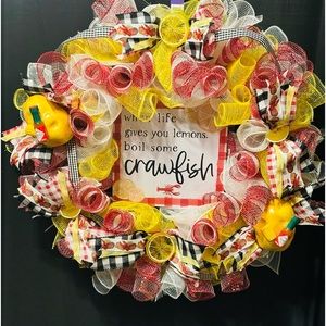 Adorable crawfish 🦞 themed front door wreath